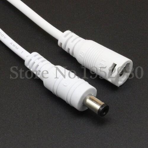 10PCS DC Extension Cable 5.5x2.1/5.5*2.1 mm Female Male Plug for LED Connecting Plug 15CM with Lock White