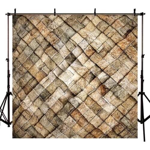 DAWNKNOW Wall Vinyl Photography Background Brown Grid Retro Style Wall Photo Shoot Backdrop For Wedding Photo Studio lv2510