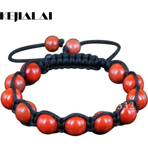 High Quality Matte Red Beads Macrame Bracelet Handmade Braiding Adjustable Bracelet Gems Stone Beads Bracelet Bangle