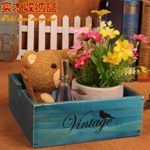 Zakka groceries do the old wood box storage box camera props succulents box finishing storage tray