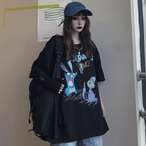 Tops women 2020 gothic T Shirts Harajuku y2k Tops Aesthetic Vintage T-shirts top mujerStyle Oversized Tops grunge clothes Anime