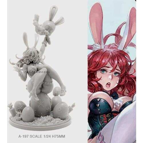 1/24 Resin Figure Kits Bunny Girl Beauty Model Self-assembled (75mm) A-197