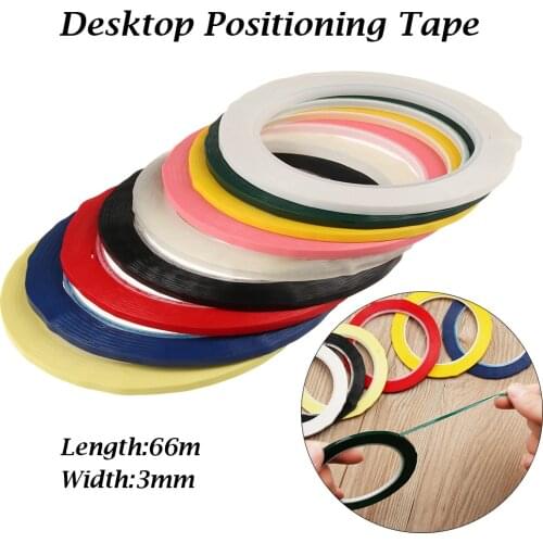1PC 3mm 66M 5S Desktop Positioning Tape Multicolor Marking Tape Warning Color Blackboard Drawing Grid Scribing Adhesive Tape