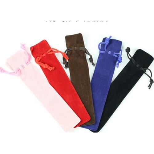 1500 Pcs/set Wholesale Velvet Pen Pouch Holder Single Pencil Bag Pen Case Rope Locking Gift Bag for Gift Pen