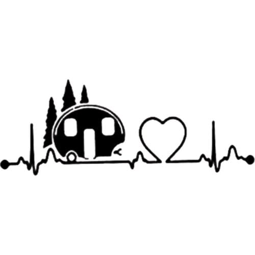 16*6cm Camping Heartbeat Car Sticker Motorcycle SUVs Bumper Car Window Laptop Car Stylings