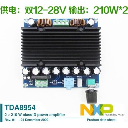 2.0 channel TDA8954 210W + 210W 12-28V XH-M251 Digital Power Amplifier Board