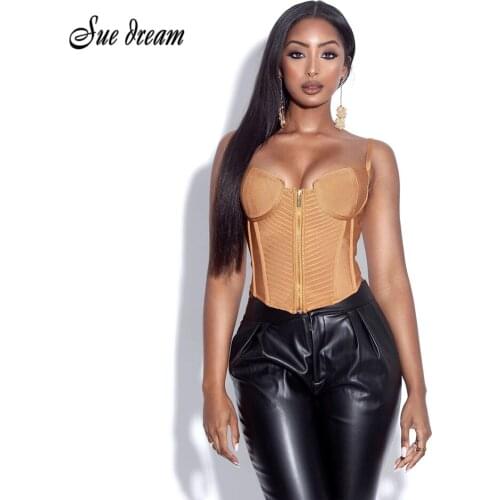 2021 New Fashion Womens Trendy Striped Brown Design Sexy Sleeveless Celebrity Party Casual Bandage Crop Tops