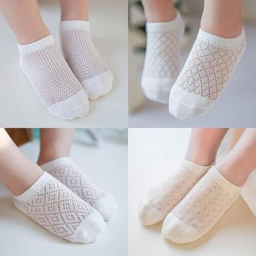 5 Pairs/Lot Children Cotton Socks Boy Girl Baby Infant Ultrathin Fashion Breathable Solid Mesh Socks For Summer Teens Kids