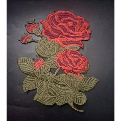 Big rose Embroidered parches bordados para ropa flores,beatiful sew on decoration patches for clothes embroidered brooch
