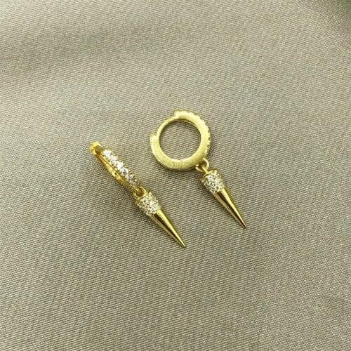 Gold Rodhium and Rose Plated Zircon Stone Cylinder Earring