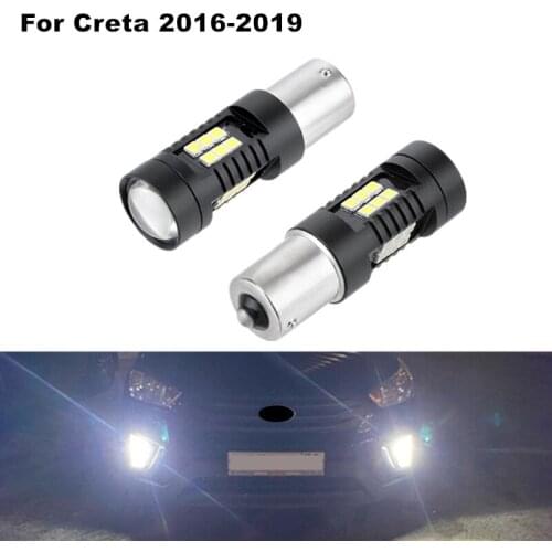 For Hyundai Creta 2016-2019 2pcs/lot 1156 BA15S 3030 21SMD Canbus Error Free White LED DRL Daytime Running light