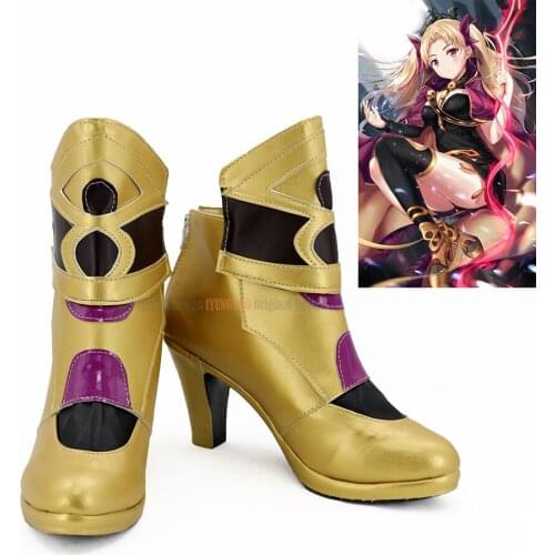 FGO Ereshkigal Boots Cosplay Fate Grand Order Ereshkigal Cosplay Shoes High Heel Boots Golden Costume Made