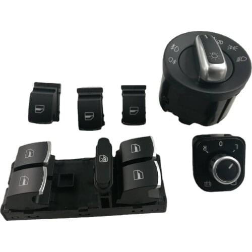 Chrome Headlight Switch+Power Window Master Switch For Golf 5 6 Mk5 6 Passat B6 Touran SEAT 5ND941431B 5ND959855 5ND959857