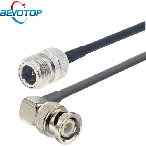 Elbow BNC Male Right Angle Plug to N Type RG58 Pigtail 50Ohm RF Coaxial Extension Cable Jumper Cord for Video CCTV Camera System