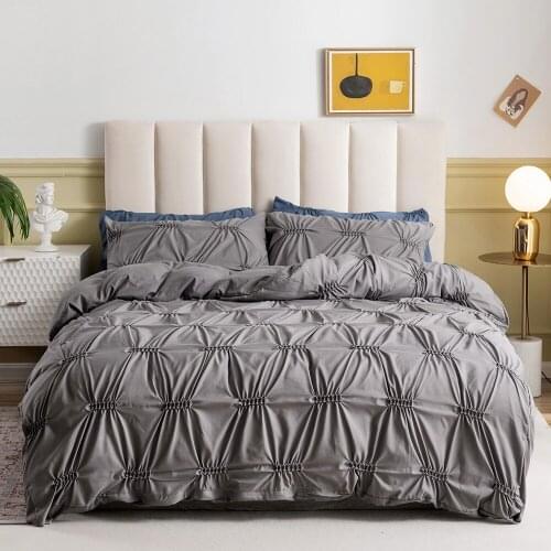 2/3pcs Modern Simple Solid Color Duvet Cover Bed Sets Red Qween King Size Gray/Blue/White Single Bedding Set with Pillowcase