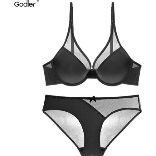 Godier Women Underwear set Bra and Panties Adjusted-straps Bra Sets Women Push Up Sexy Lingerie Adjustable Brassiere Top Ab0054