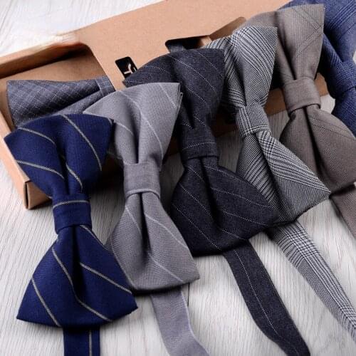 Korean Version Mens Bow Bridegrooms Wedding Matte Cotton Textured Dress Formal Bow Tie Mens English Butterfly