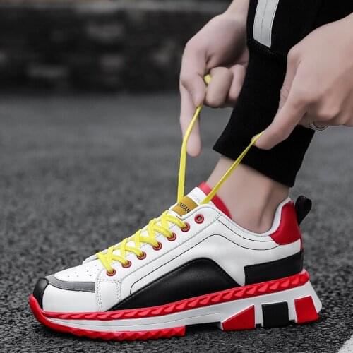 2019 Sneakers Men New Polyurethane Synthetic Leather Patchwork Designer Chunky Breathable Shoes Platform Casual Men Shoes E18-33