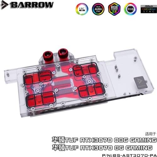 Barrow GPU Water Block for ASUS TUF RTX3070 O8G GAMING graphics card, full coverage, 5V 3pin light , BS-AST3070-PA