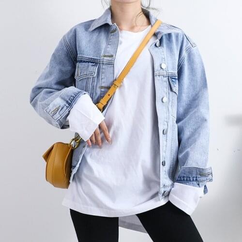 ZQLZ Streetwear Denim Jacket Women Loose Casual Single Breasted Black Overcoat Mujer Oversize Spring Autumn Jeans Coat Female