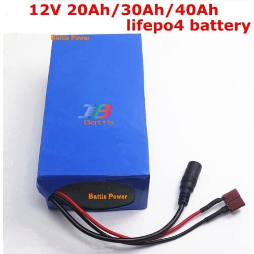 Lifepo4 12v 30ah battery 12.8v 20Ah 40Ah lithium for 360W night market light bulb fishing Monitoring equipment +5A charger