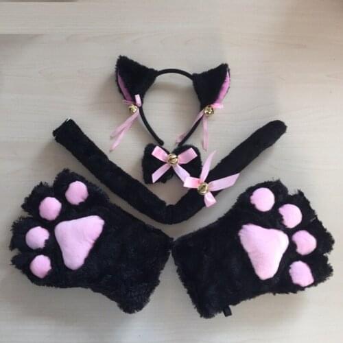 Cute Hair accessories Fashion Lady Girl Cat Ears tail Gloves Cosplay Head Bands Lovely Charming Night Party Club Bar Props sets