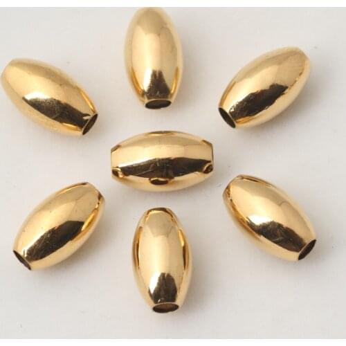 Multi-size pure copper vacuum plating 24K gold smooth rice beads separated beads loose beads diy bracelet material olive shape