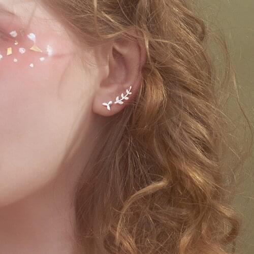 Olive Leaf Stud Earrings For Women Asymmetrical Korean Fashion Sweet Simple Vintage New Trend Hot Student Girl Jewelry BOYULIGE