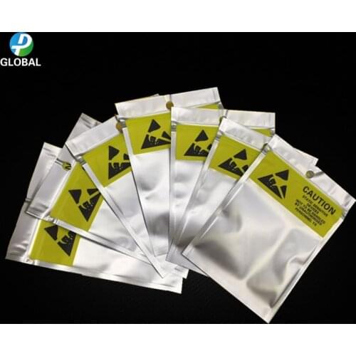 100pcs 8*13.5cm Zip lock Anti-Static Shielding plastic Bags ESD Anti Static zipper Electronic Accessories/battery Packaging bags