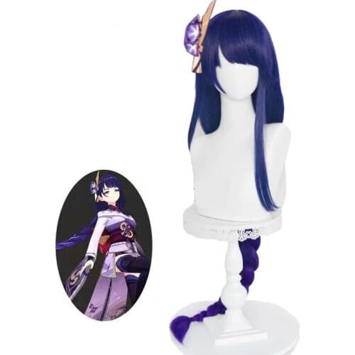 Genshin Impact Shogun Cosplay Wig 100cm Long Graident Purple Braided Wigs for Women Synthetic Hair Heat Resistant Game Cos