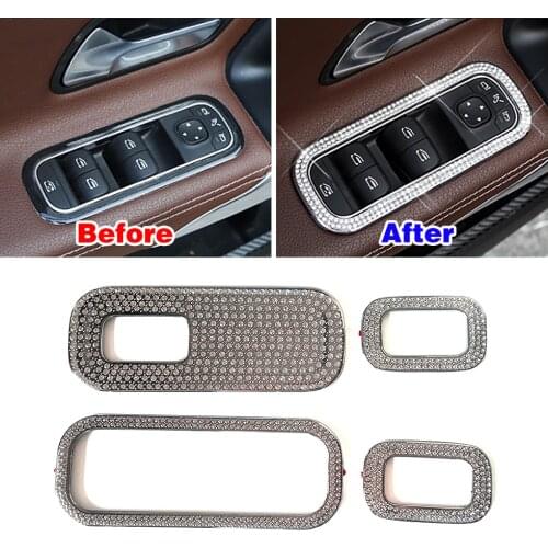 For Mercedes Benz CLA Class CLA180 CLA200 CLA220 2020 2021 Window Lift Switch Adjust Panel Crystal Sticker Diamond Trim