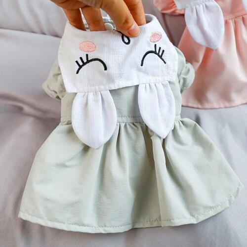 Puppy Dress Lovely Rabbit Ears Design Cotton Pet Dog Skirt for Spring Summer