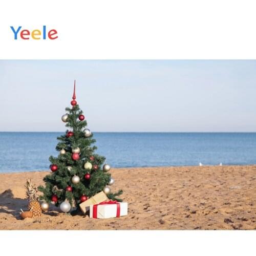 Christmas Tree Decoration Seaside Beach Sky Baby Birthday Backdrop Photography Custom Photographic Background For Photo Studio