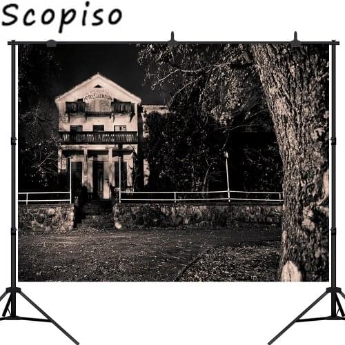 Scopiso Halloween Haunted House Photography Backdrop Dark Night Background Scary Party Banner Decor Portrait Photo Studio Prop