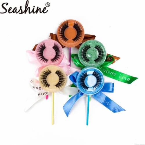 Seashine 50 Pairs Mink Lashes Lollipop Lashes Beauty Makeup 100% Hand Made Factory Eyelashes Extension Supplies 3D Mink Lashes