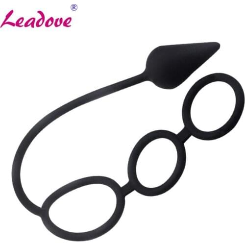 Silicone Anal Plug Erotic Toy Male Prostate Massager Three Penis Ring Butt Plug Erotic Adult Sex Toys For Men Cock Ring YS0407