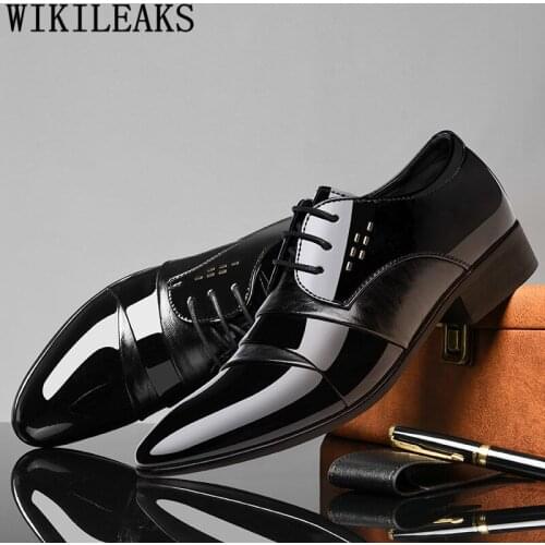 Italian Dress Shoes Men Classic Patent Leather Shoes Men Plus Size Dress 2020 Black Dress Coiffeur Oxford Shoes for Men Formal