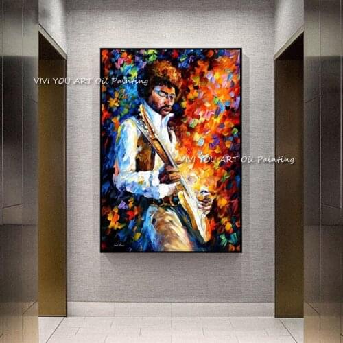 High Quality Hand Painted Canvas Art Man Play Violin Oil Paintings Modern Decoration Wall Living Room Decor no Framed