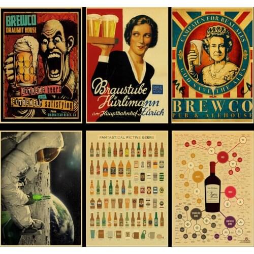 Funny Beer Retro poster Home Furnishing decoration Kraft Game Poster Drawing Painting Wall stickers