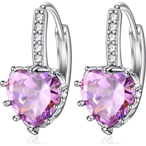 New Design Women Dangle Earrings Heart-shaped Zircon Multi-color Fashion Simple Earrings