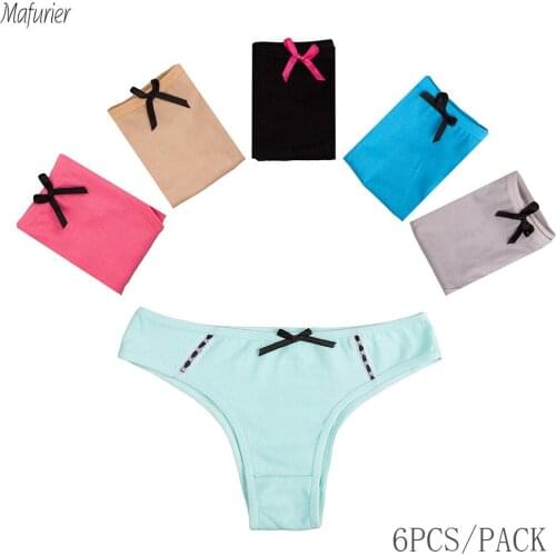 Mafurier Panties For Women Cotton Patchwork Underpants Briefs For Women Intimate Female Lace Underwears Sexy Lingerie 6Pcs/Lot