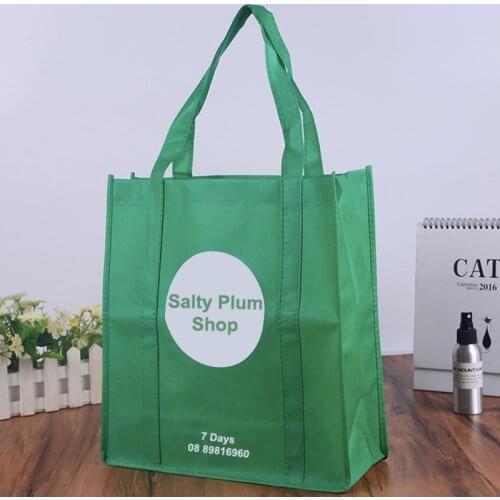 100pcs PRINT ANY LOGO FOR YOU STRONG REUSABLE SUPERMARKET SHOPPING TROLLEY GUSSETED BAGS NON WOVEN ECO TOTE