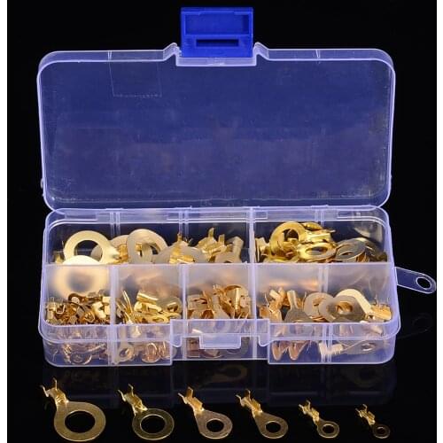 150PCS M3 M4 M5 M6 M8 M10 Ring Lugs Insulated Crimp Ring Terminals Wire Connectors Spade Electrical Kit With Box