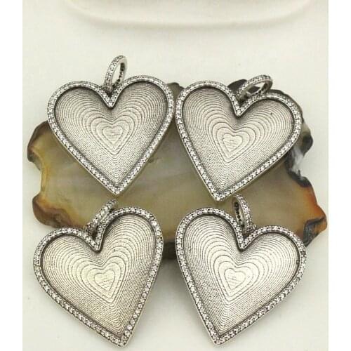 30*27mm 5pcs/lot Heart shape fashion charm pendant, ancient handmade cz necklaces accessories, cz charm pendant