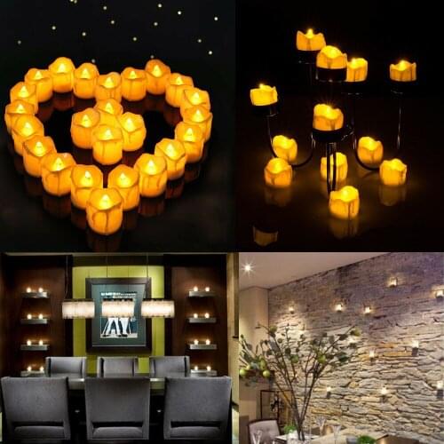 36pcs Flameless LED Timing Tea Light Candles Amber Yellow Warm White Flickering Tealight with Timer for Wedding Christmas Party