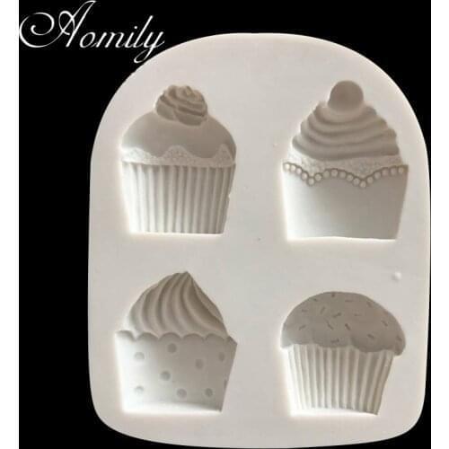 Aomily 3D Cupcake Shaped Silicon Chocolate Ice Cream Candy Cake Bakeware Mold DIY Pastry Bar Ice Block Soap Mould Baking Tools