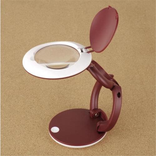3X Foldable Reading Magnifier LED Lighting Desktop Magnifying Glass With Dust Cover
