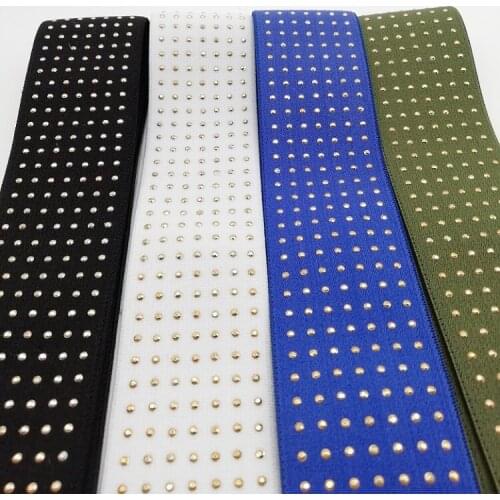 4cm width soft elastic webbing decorative stretchy band with beads 10yards diy bags shoulder strap underwear belt high quality