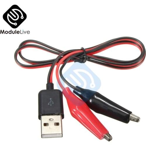 5PCS Alligator Test Clips Clamp to USB Male Connector Power Supply Adapter Wire 60cm