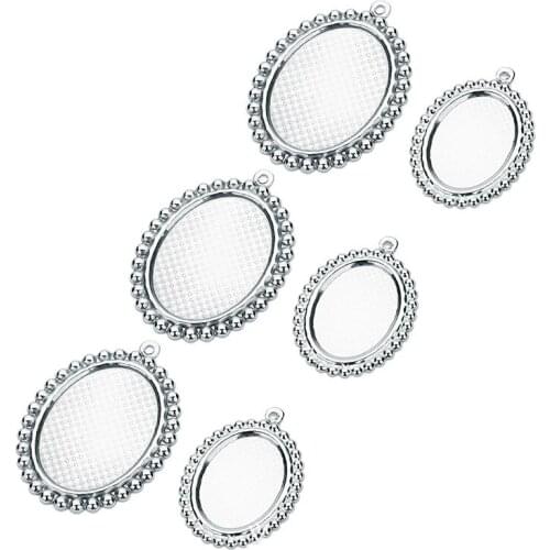 Beadsnice Trendy Stainless Steel Pendant Base Blanks Oval Bezel Setting DIY Making Jewelry Cabochon Fittings Wholesale Trays
